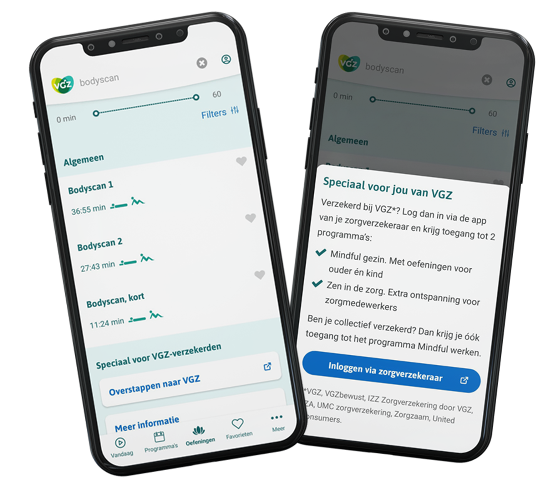 Mindfulness coach app openingsscherm op mobiele telefoon