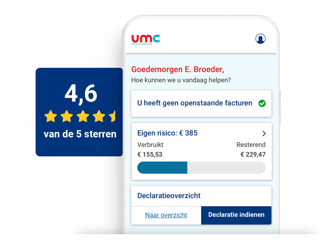De UMC Zorg app verdiend 4,5 van de 5 sterren in de App Store